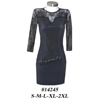 Molde de Vestido con mangas y delantero en encaje | 014245