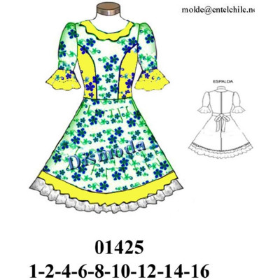 Molde de Vestido de huasa | 01425 Molde de Vestido de huasa | 01425
