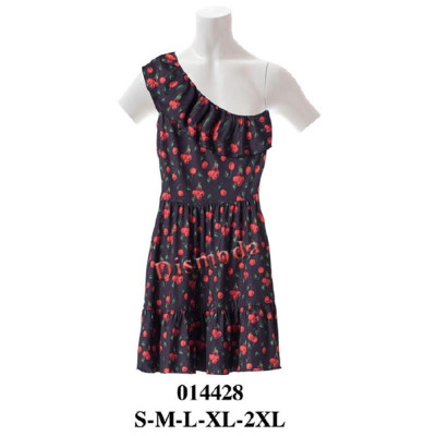 Molde de Vestido corto asimétrico de un hombro con vuelo en el escote, talle entallado y falda con vuelo | 014428 Molde de Vestido corto asimétrico de un hombro con vuelo en el escote, talle entallado y falda con vuelo | 014428