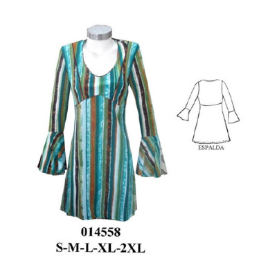 Molde de Vestido con corte bajo busto y fruncido en manga | 014558