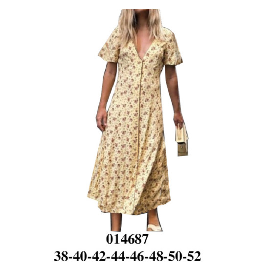 Molde de Vestido escote v, evase con corte y manga volada | 014687