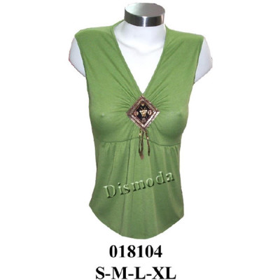 Molde de Camiseta con corte bajo busto y delantero fruncido en el rombo | 018104