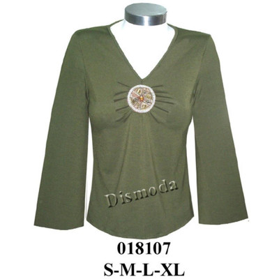 Molde de Camiseta con aplicación de círculo en delantero manga ancha 3/4 | 018107