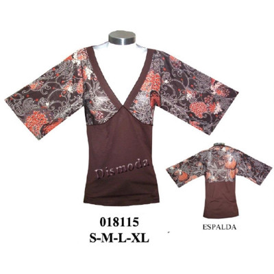 Molde de Camiseta kimono escote v corte bajo busto | 018115