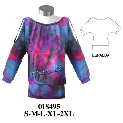 Molde de Camiseta kimono con aberturas en hombros y pretina | 018495 Molde de Camiseta kimono con aberturas en hombros y pretina | 018495