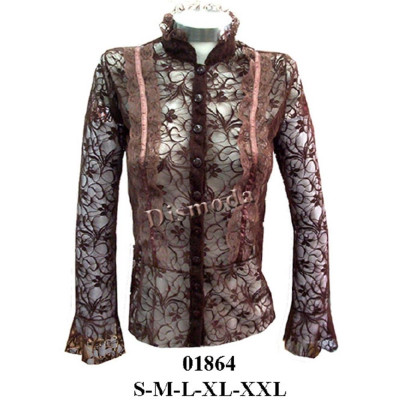 Molde de Blusa cuello mao de encaje elasticado con corte al talle | 01864