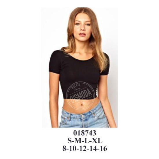 Molde de crop top con manga corta | 018743