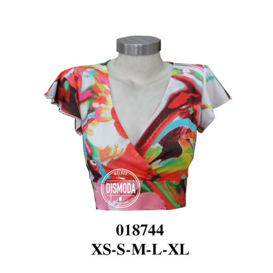 Molde de Crop top cruzado con pretina | 018744
