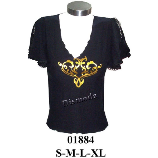 Molde de Camiseta escote v manga kimono, con abertura en hombro | 01884