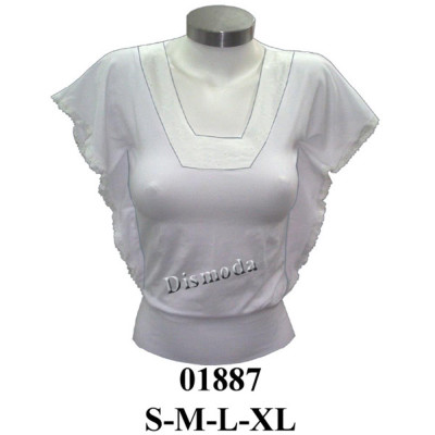 Molde de Camiseta con aplicación de broderie en escote y manga japonesa | 01887 Molde de Camiseta con aplicación de broderie en escote y manga japonesa | 01887