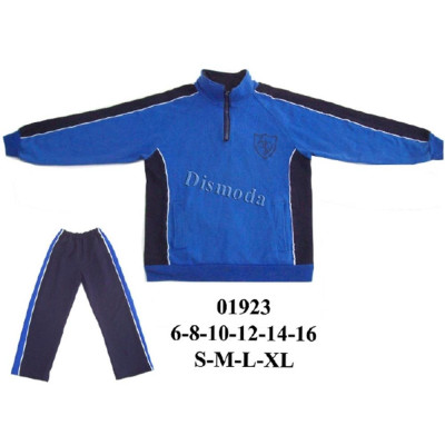 Molde de Conjunto deportivo con sudadera de cuello alto con cierre parcial, mangas raglan con vivos y puños en rib, y pantalón con pretina elasticada y franja lateral | 01923