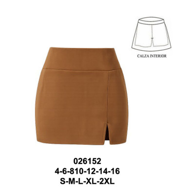 Molde de Falda short con abertura en costado y rebeca | 026152