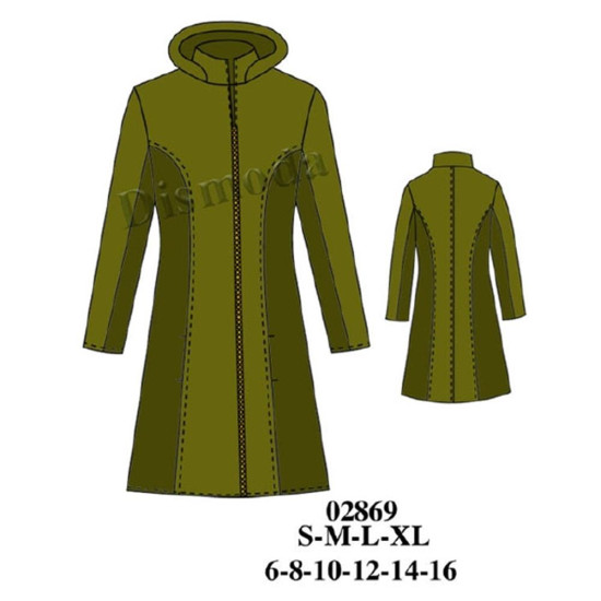 Molde de Parka larga con forro polar | 02869 Molde de Parka larga con forro polar | 02869
