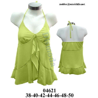 Molde de Blusa con corte bajo busto y faldón con vuelos | 04621