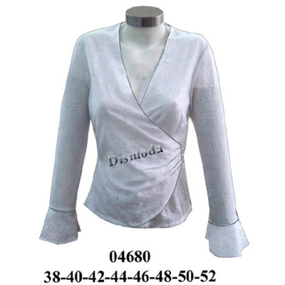 Molde de Blusa cruzada, drapeada a un costado, manga con volada | 04680