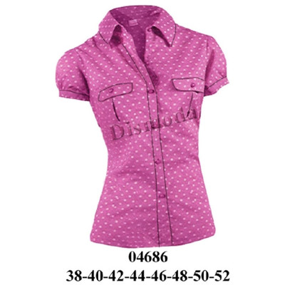 Molde de Blusa camisera entallada manga corta, globo | 04686