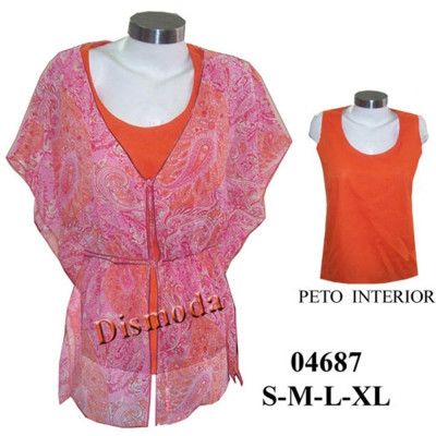 Molde de Blusa manga kimono con peto interior | 04687 Molde de Blusa manga kimono con peto interior | 04687