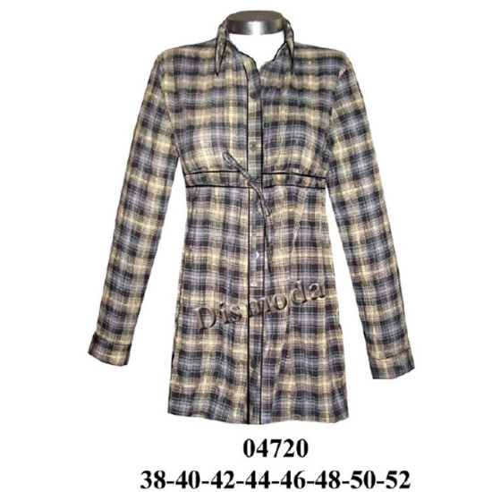 Molde de Blusón camisero con corte bajo busto, amarra y fruncido | 04720
