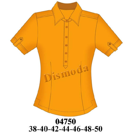 Molde de Blusa camisera de cuello solapa con pata de botones y manga corta con tab y botón | 04750