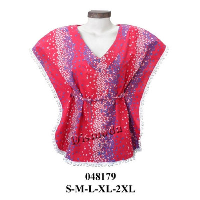Molde de Camiseta kaftán de escote en v con cintura elasticada y cordón pasador | 048179 Molde de Camiseta kaftán de escote en v con cintura elasticada y cordón pasador | 048179