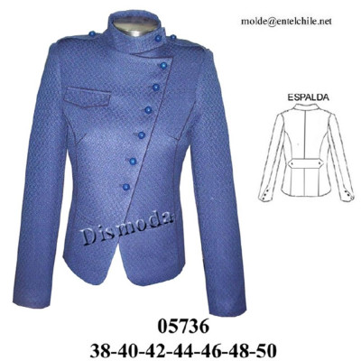 Molde de Blazer cruzado cuello mao corte princesa | 05736 Molde de Blazer cruzado cuello mao corte princesa | 05736