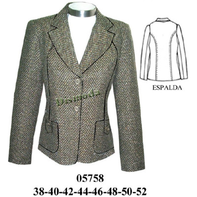 Molde de Blazer entallado con corte en delantero y espalda bolsillos de parche | 05758 Molde de Blazer entallado con corte en delantero y espalda bolsillos de parche | 05758