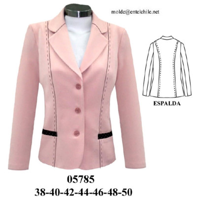 Molde de Blazer con corte desde hombro, bolsillo con vivo en delantero | 05785