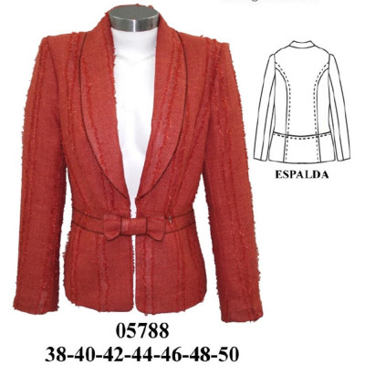 Molde de Blazer cuello smoking con corte al talle | 05788