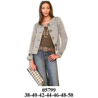 Molde de Blazer evase escote redondo con corte | 05799 Molde de Blazer evase escote redondo con corte | 05799