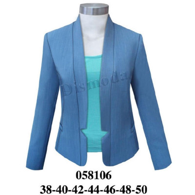 Molde de Blazer con solapa recta sin cierre, manga larga, bolsillos y bajo delantero con hendiduras angulares | 058106 Molde de Blazer con solapa recta sin cierre, manga larga, bolsillos y bajo delantero con hendiduras angulares | 058106