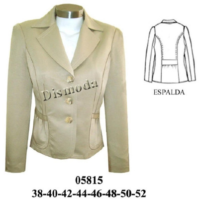 Molde de Blazer corte princesa bolsillos fruncidos y espalda con cortes | 05815 Molde de Blazer corte princesa bolsillos fruncidos y espalda con cortes | 05815