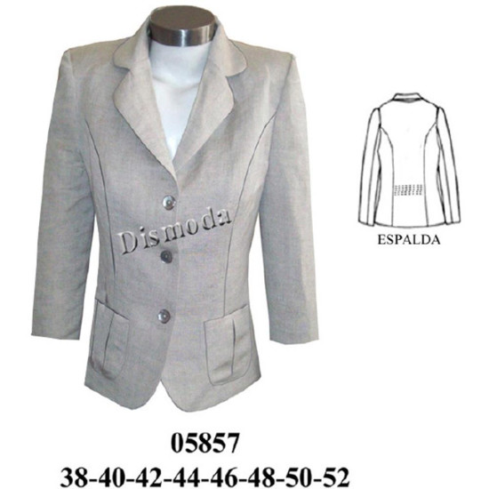 Molde de Blazer sin forro, corte princesa manga 3/4 | 05857 Molde de Blazer sin forro, corte princesa manga 3/4 | 05857