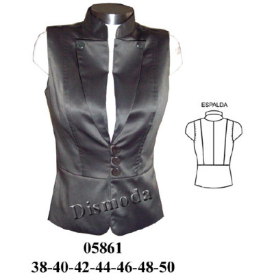 Molde de Chaleco sin mangas cuello mao y solapa corte en delantero y espalda | 05861 Molde de Chaleco sin mangas cuello mao y solapa corte en delantero y espalda | 05861