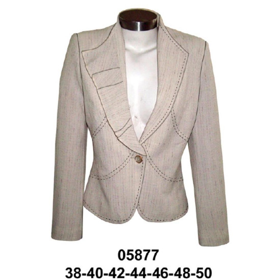 Molde de Blazer un botón con cortes y fruncido en solapa | 05877 Molde de Blazer un botón con cortes y fruncido en solapa | 05877