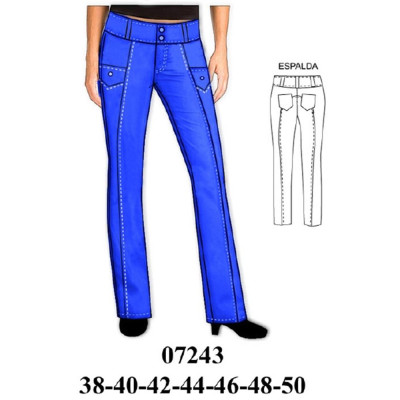 Molde de Pantalón con cortes, tiro medio, | 07243 Molde de Pantalón con cortes, tiro medio, | 07243