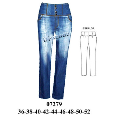 Molde de Pantalón pitillo a la cintura, pretina ancha | 07279 Molde de Pantalón pitillo a la cintura, pretina ancha | 07279