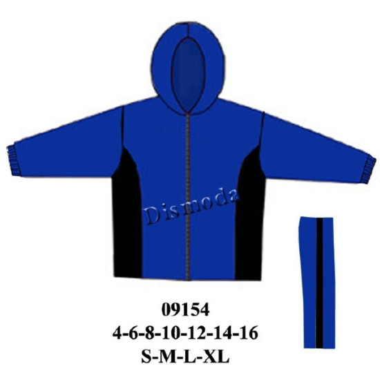 Molde de Conjunto deportivo con sudadera de cierre completo, gorro, puños elasticados y cortes laterales curvos, y pantalón recto con pretina elasticada y franja lateral | 09154 Molde de Conjunto deportivo con sudadera de cierre completo, gorro, puños elasticados y cortes laterales curvos, y pantalón recto con pretina elasticada y franja lateral | 09154