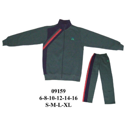 Molde de Conjunto deportivo con sudadera de cuello alto, cierre central y mangas largas, y pantalón recto con pretina elasticada; ambos con franjas diagonales y laterales en contraste | 09159