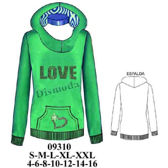 Molde de Sudadera cuello y gorro alto | 09310