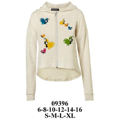 Molde de Sudadera con gorro, cierre central, ruedo asimétrico redondeado, mangas largas | 09396