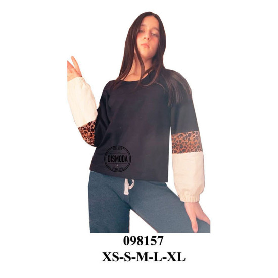 Molde de Sudadera con cuello redondo y manga dividida en tres piezas | 098157