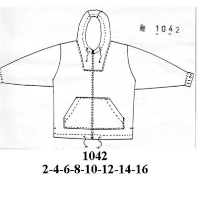 Molde de Abrigo niño con cierre y gorro | 1042