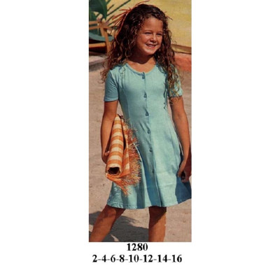 Molde de Vestido corte princesa de niña abotonado | 1280