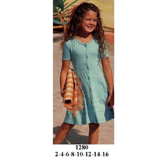 Molde de Vestido corte princesa de niña abotonado | 1280