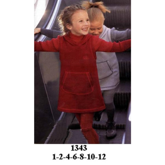 Molde de Vestido sin manga bolsillo canguro y gorro | 1343