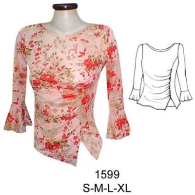 Molde de Camiseta gitana con corte en delantero fruncido | 1599 Molde de Camiseta gitana con corte en delantero fruncido | 1599