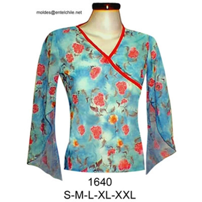 Molde de Camiseta cruzada (imitación), manga asimétrica; | 1640