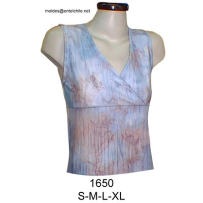 Molde de Camiseta sin manga cruzada con corte bajo el busto, ; | 1650