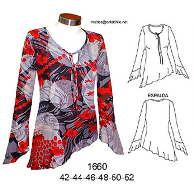 Molde de Camiseta dama asimétrica; | 1660