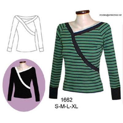 Molde de Camiseta cruzada asimétrica; | 1662 Molde de Camiseta cruzada asimétrica; | 1662